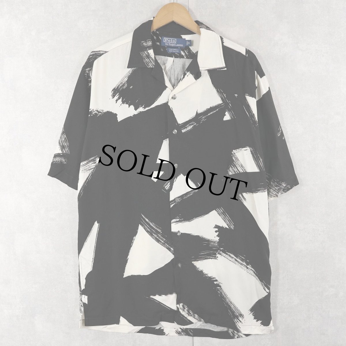 画像1: 90's POLO Ralph Lauren "CALDWELL" 筆柄 レーヨンオープンカラーシャツ S (1)