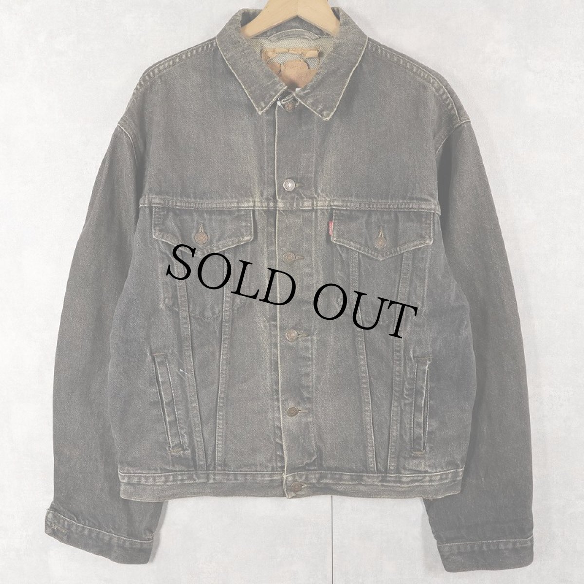 画像1: 90's Levi's 70503-0259 GT.BRITAIN製 ブラックデニムジャケット S (1)