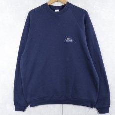 画像1: 90's FRUIT OF THE LOOM USA製 ロゴプリント ラグランスウェット NAVY XL  (1)