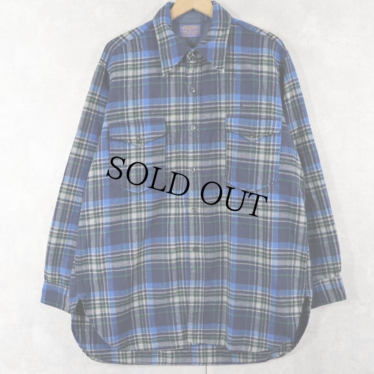 画像1: 70's PENDLETON USA製 チェック柄 ウールシャツ SIZE17 1/2 (1)