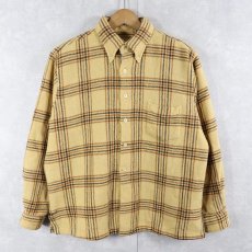 画像1: 60's チェック柄 3点留め ウールシャツ SIZE16 1/2-17 (1)