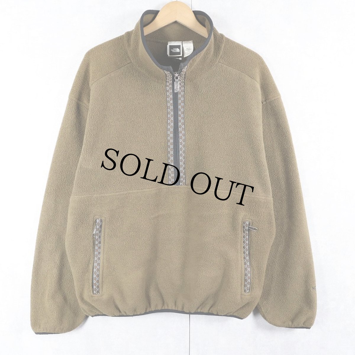 画像1: THE NORTH FACE USA製 ロゴ刺繡 チロリアンテープ ハーフジップフリースジャケット L (1)