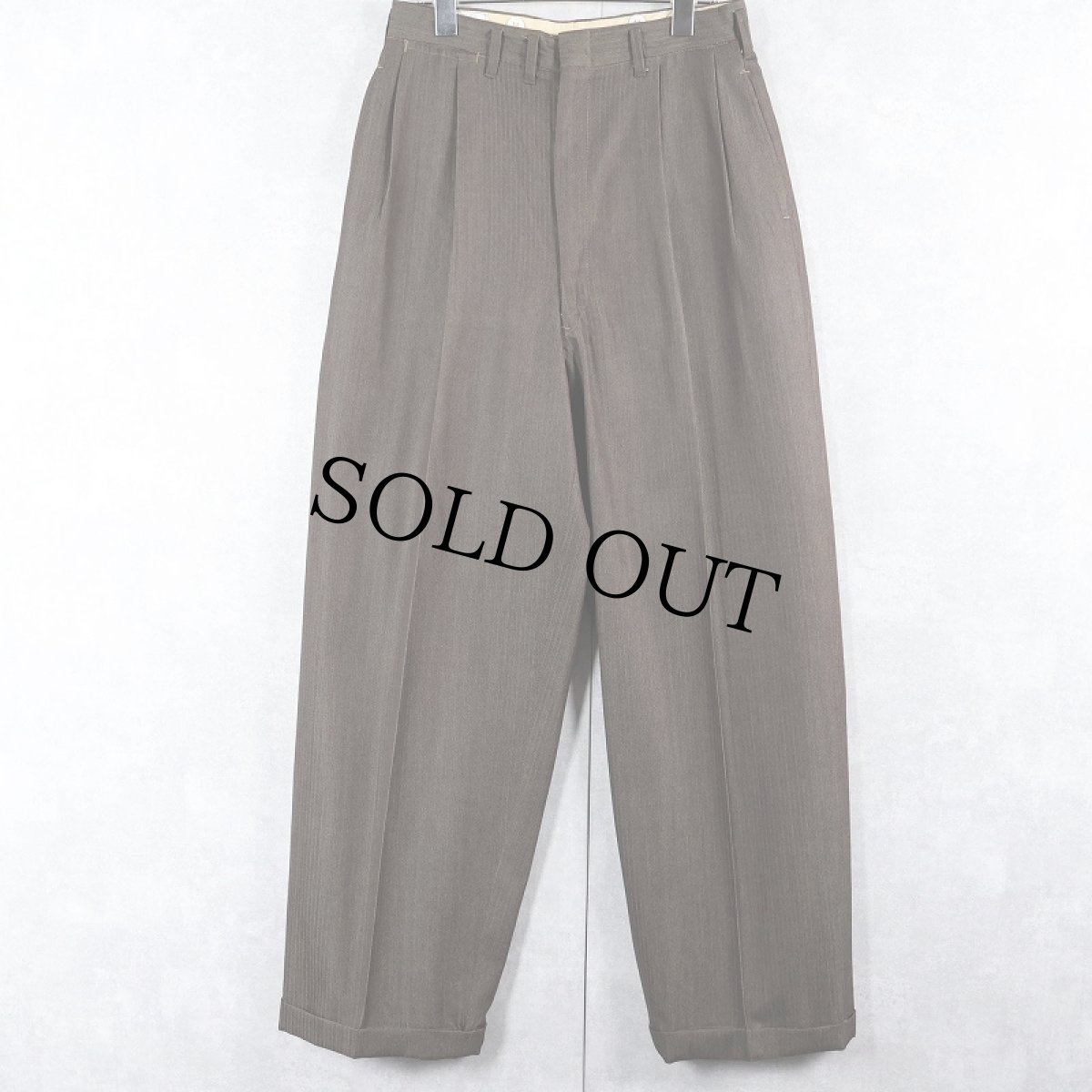 画像1: 50's DAVID'S OUTFITTERS ヘリンボーン織り 2タックスラックス W29 (1)