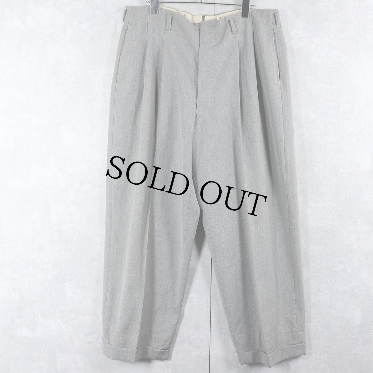 画像1: 50's 2タック ウールギャバジンスラックス W35 (1)