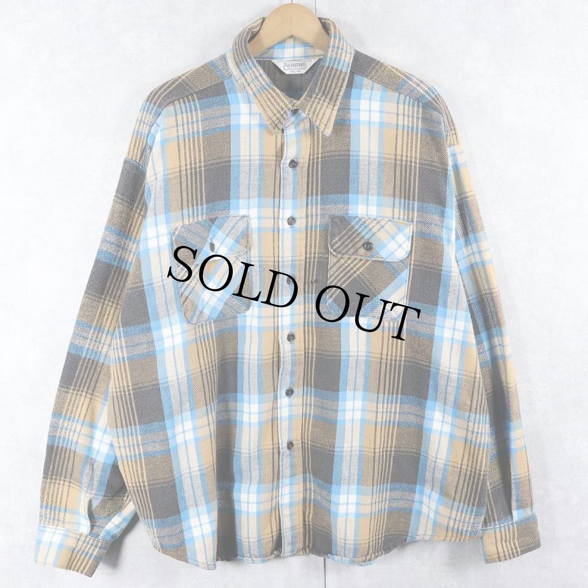 画像1: 70〜80's FIVE BROTHERS USA製 チェック柄 ヘビーネルシャツ 2XL (1)