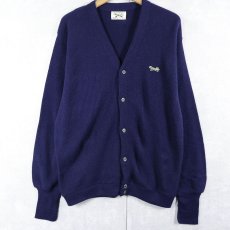 画像1: 80's The Fox JCPenney USA製 アクリルニットカーディガン NAVY (1)