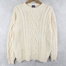 画像1: 90's GAP コットンアランニットセーター (1)