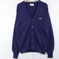 画像1: 80's The Fox JCPenney USA製 アクリルニットカーディガン NAVY (1)