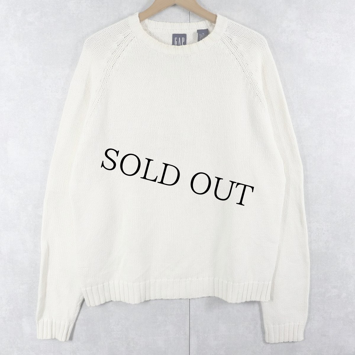 画像1: 90's GAP ラグランコットンニットセーター M (1)