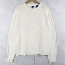 画像1: 90's GAP ラグランコットンニットセーター M (1)