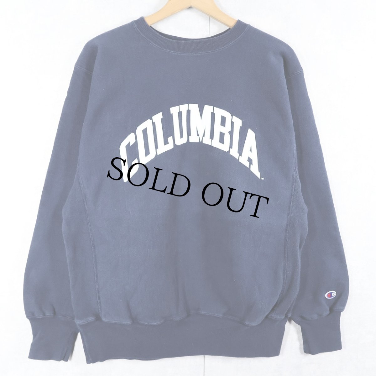 画像1: 90's Champion REVERSE WEAVE USA製 "COLUMBIA" プリントスウェット NAVY L (1)