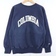 画像1: 90's Champion REVERSE WEAVE USA製 "COLUMBIA" プリントスウェット NAVY L (1)