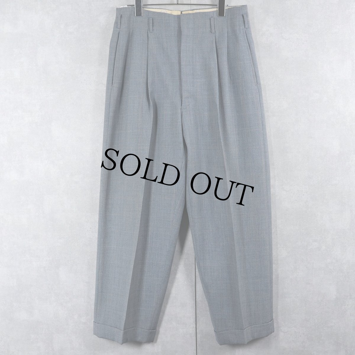 画像1: 50's チェック柄 2タック ウールスラックス W31 (1)