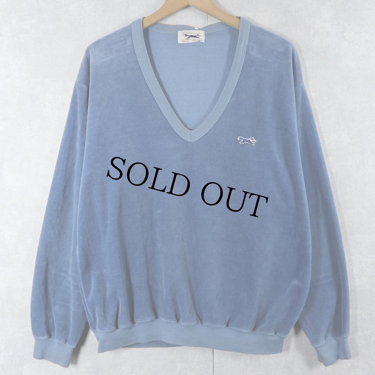 画像1: 80's JC Penney The Fox Velour Vネック ベロアスウェット XL (1)