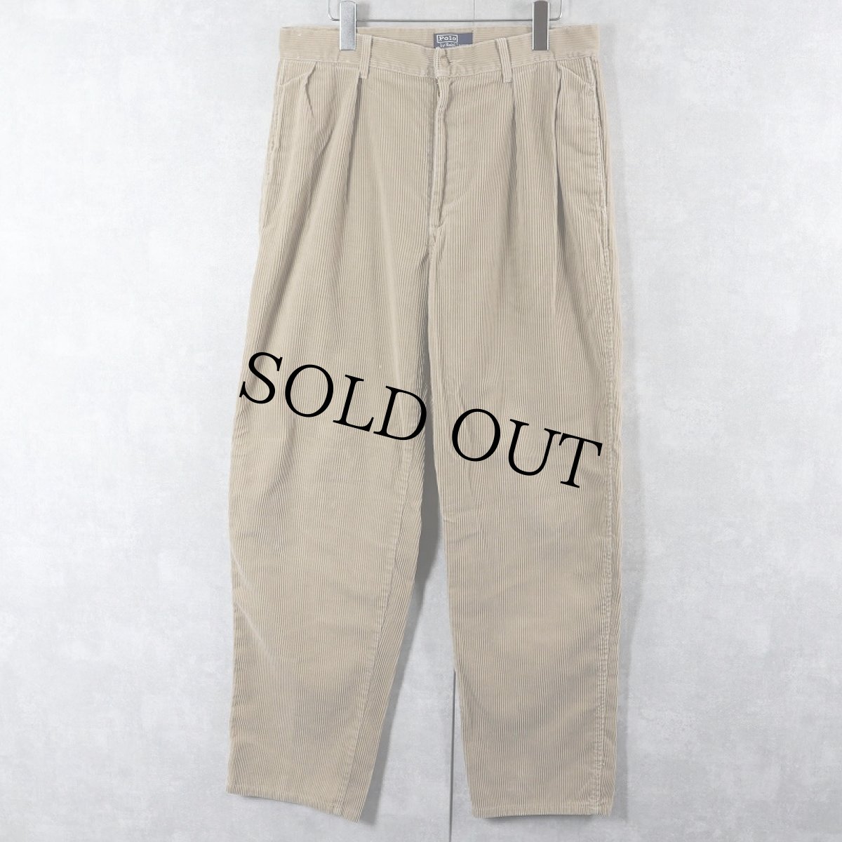 画像1: 90's POLO Ralph Lauren "POLO CORDS" USA製 2タック 太畝コーデュロイパンツ W33 (1)