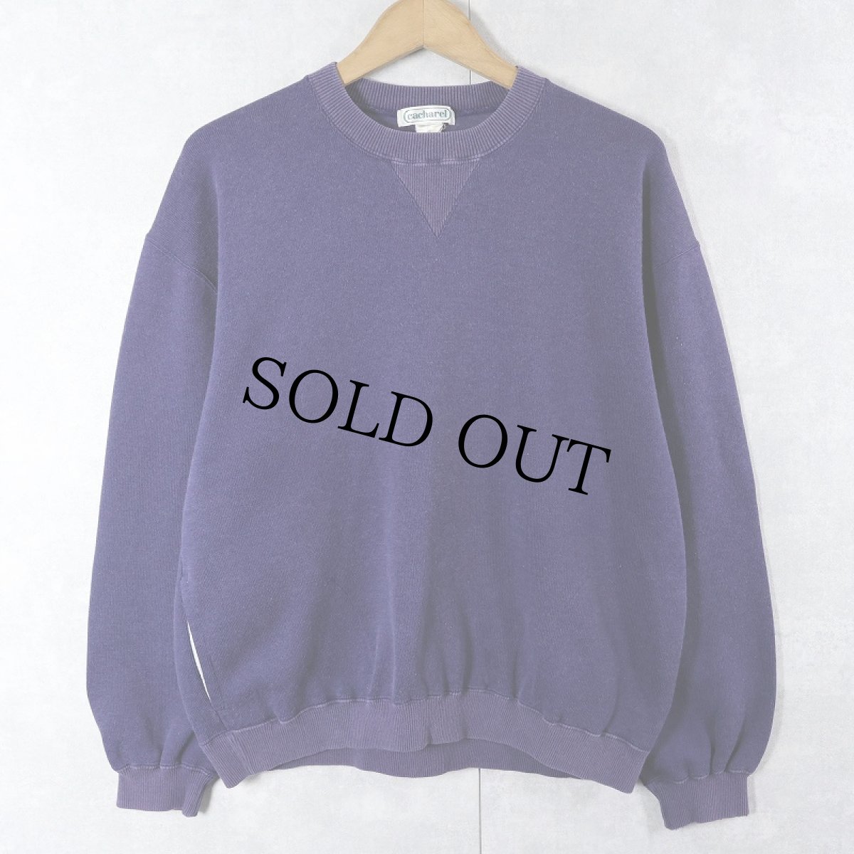 画像1: 70〜80's cacharel 前V ポリエステル×コットンスウェット NAVY XL (1)