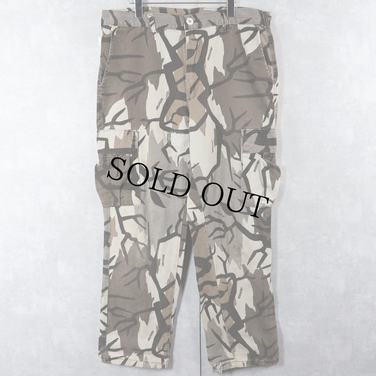 画像1: 90's PREDATOR CAMOUFLAGE USA製 プレデターカモ柄 コットンカーゴパンツ L (1)