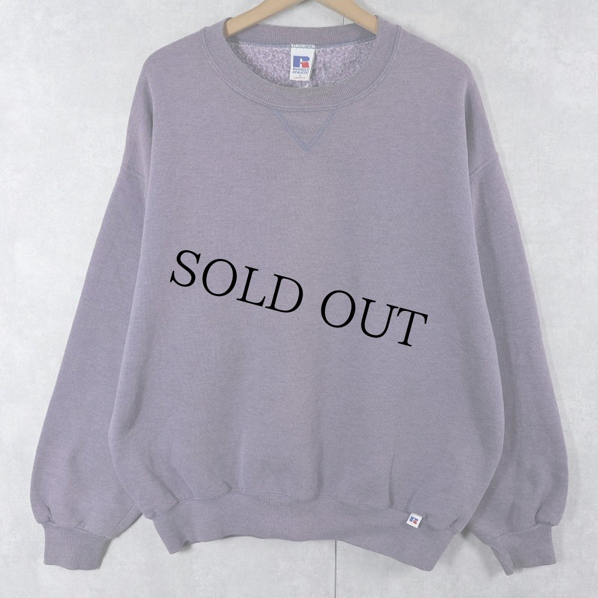 画像1: 90's RUSSELL ATHLETIC USA製 前V 無地スウェット L (1)