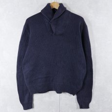 画像1: POLO Ralph Lauren "PIMA COTTON" ショールカラー コットンニットセーター NAVY L (1)