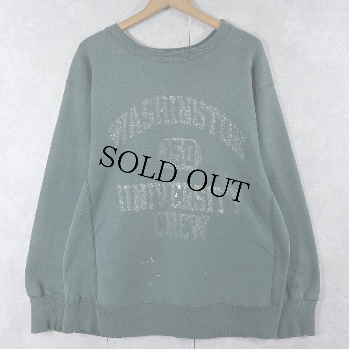 画像1: 80's Champion REVERSE WEAVE USA製 トリコタグ "WASHINGTON UNIVERSITY CREW" プリントスウェット L (1)