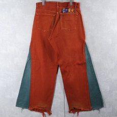 画像1: 90's Levi's "DEAD BEAR" ワッペン付き 切り替えデザイン カラーデニムパンツ W32 (1)