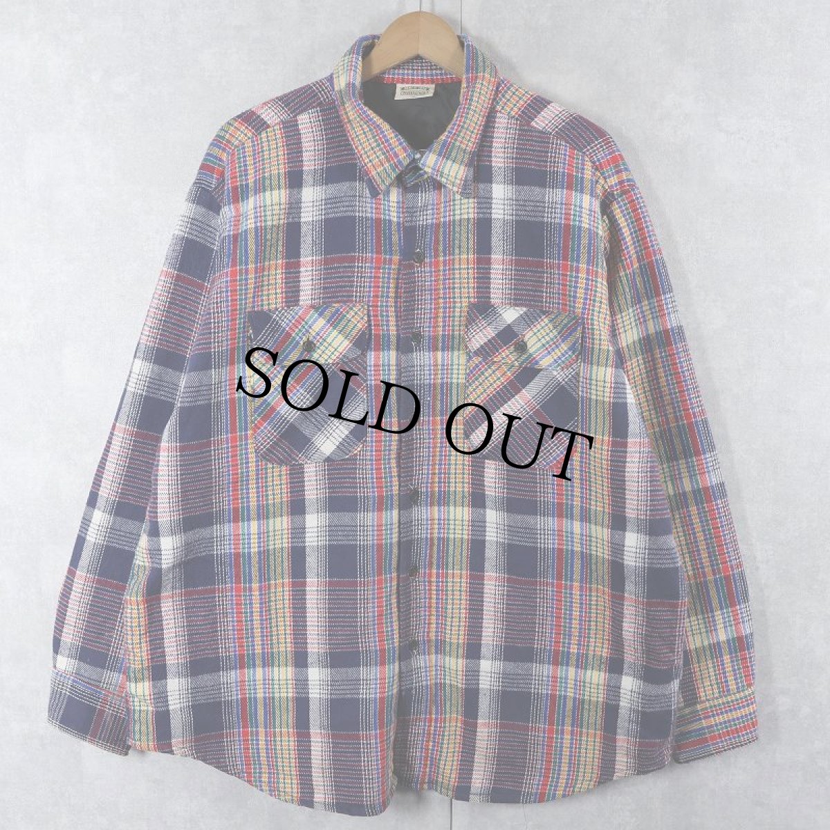 画像1: 90's FIVE BROTHER USA製 チェック柄 キルティングライナー ヘビーネルシャツXL (1)
