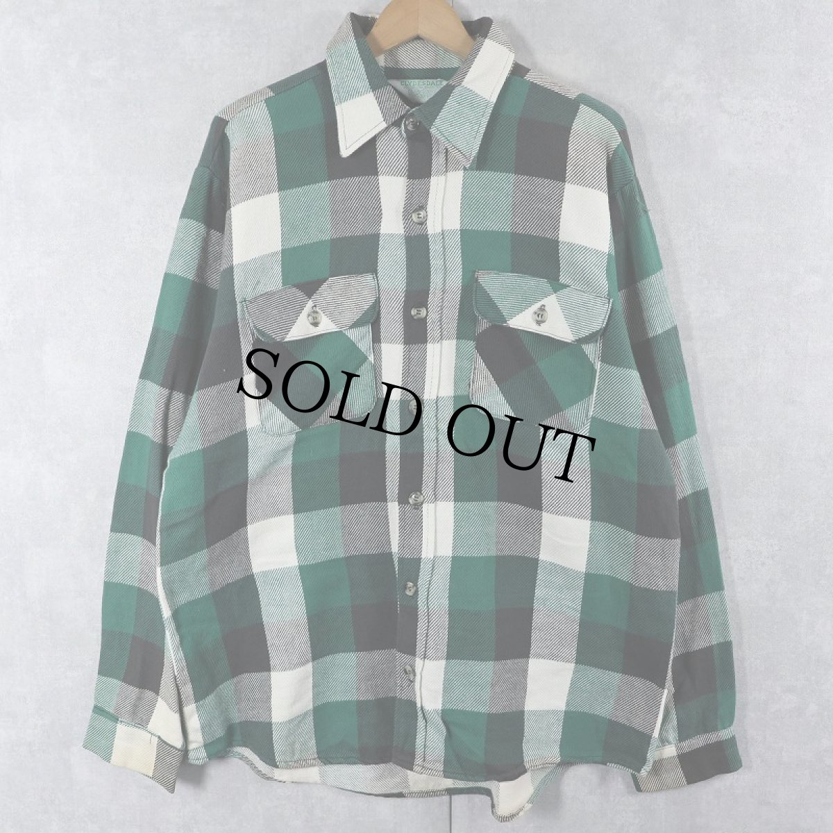 画像1: 80〜90's CLYDESDALE ブロックチェック柄 ヘビーネルシャツ (1)