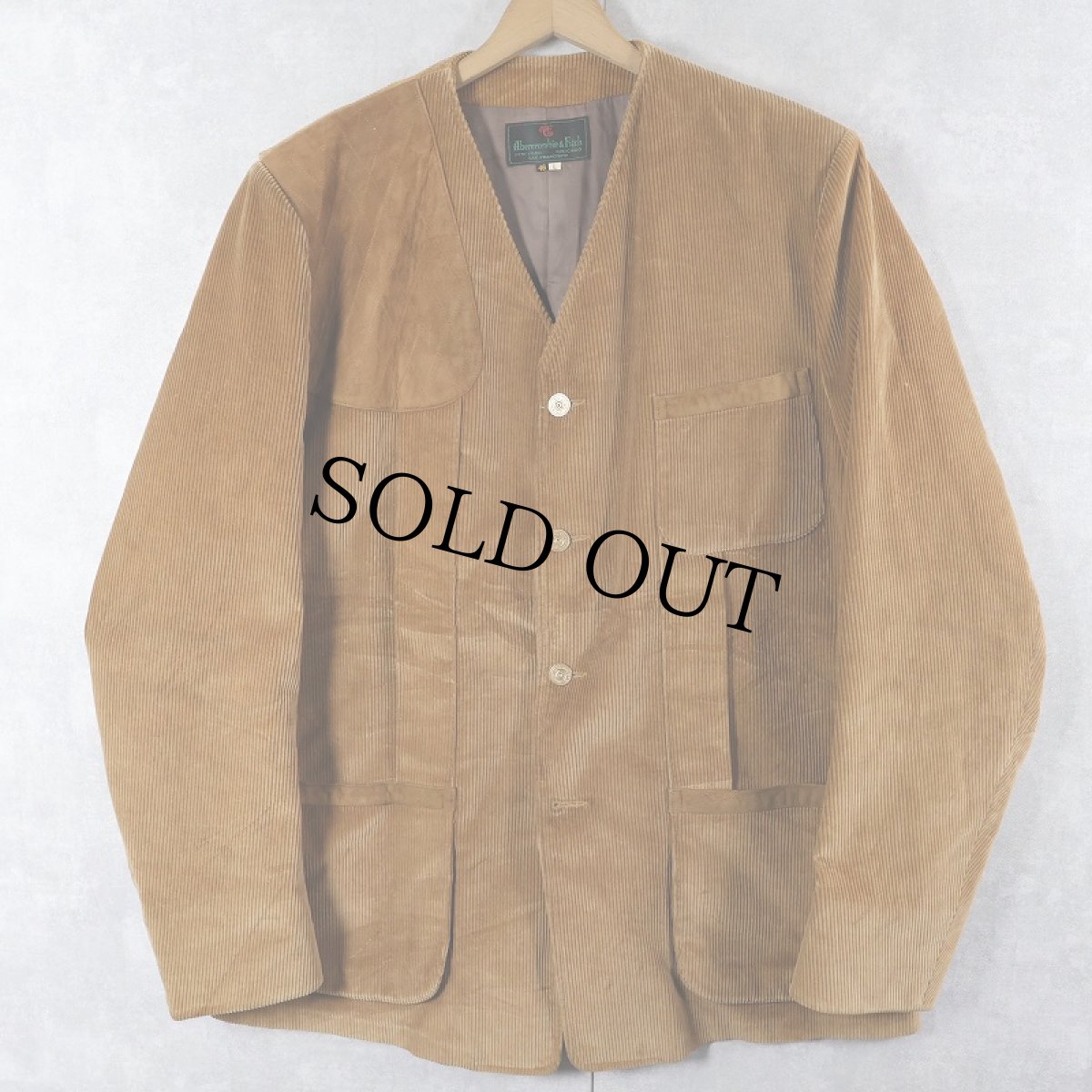 画像1: 〜60's Abercrombie＆Fitch ガンパッチ付き ノーカラー コーデュロイノーフォークジャケット SIZE46 (1)