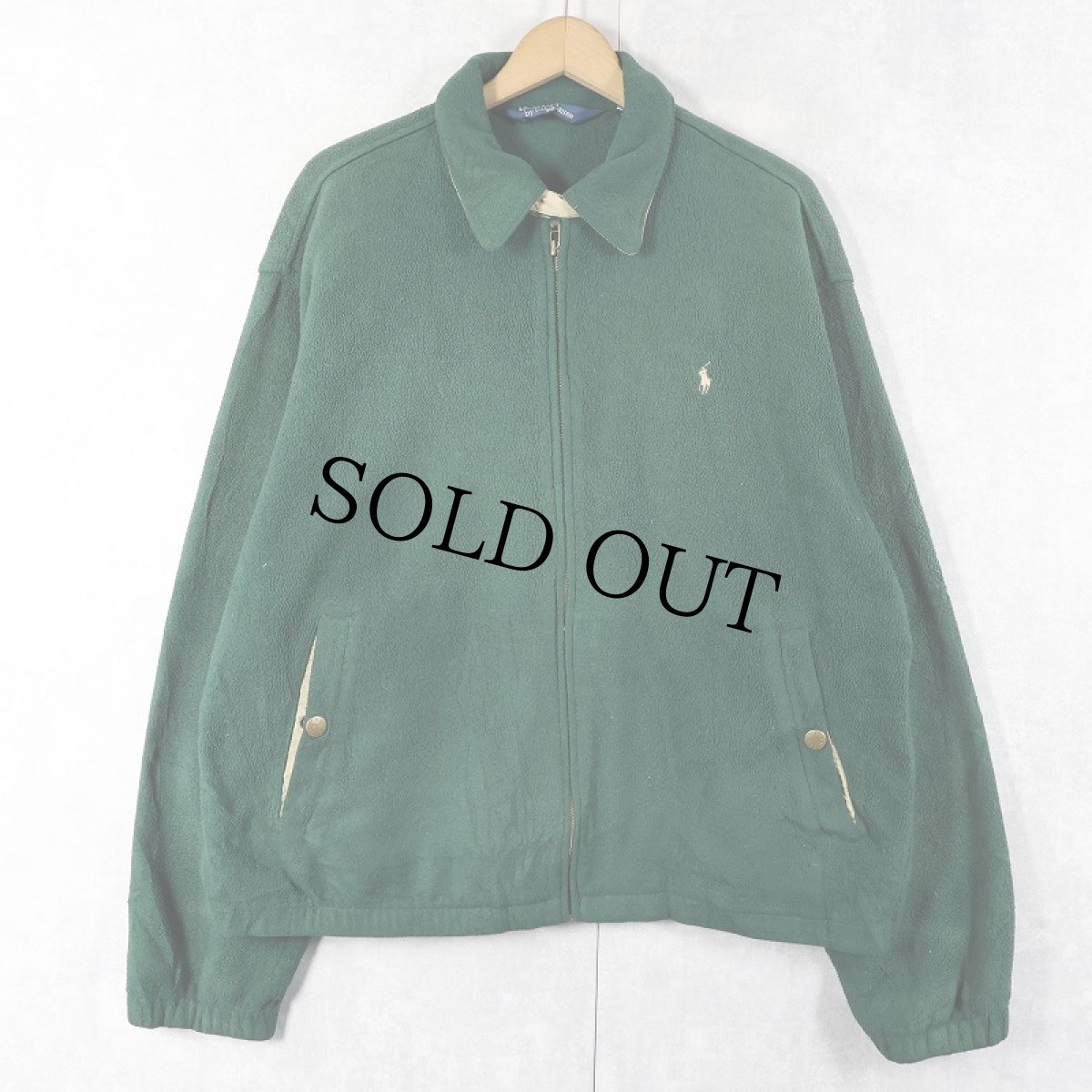 画像1: POLO Ralph Lauren "POLARTEC" ロゴ刺繍 チンスト付き フリーススイングトップ L (1)