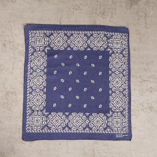 画像2: 70's FAST COLOR USA製 ライトニング柄 バンダナ NAVY (2)