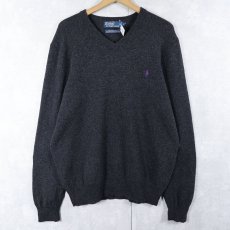画像1: POLO Ralph Lauren Vネック ウールニットセーター L (1)