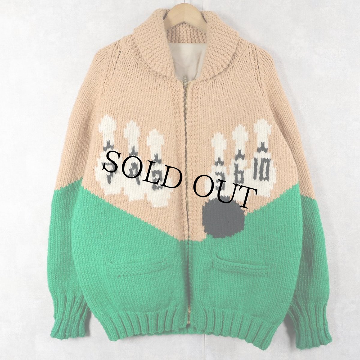 画像2: 60's ボーリング柄 カウチンニットジャケット (2)