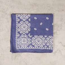 画像1: 70's FAST COLOR USA製 ライトニング柄 バンダナ NAVY (1)