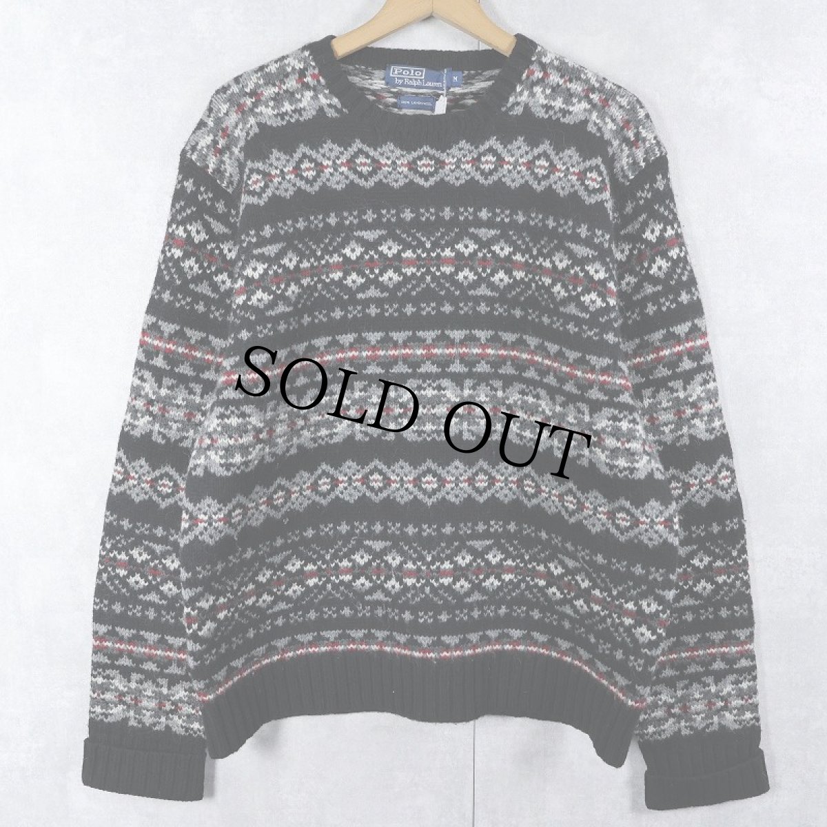画像1: 90's〜 POLO Ralph Lauren フェアアイル柄 ウールにとセーター M (1)