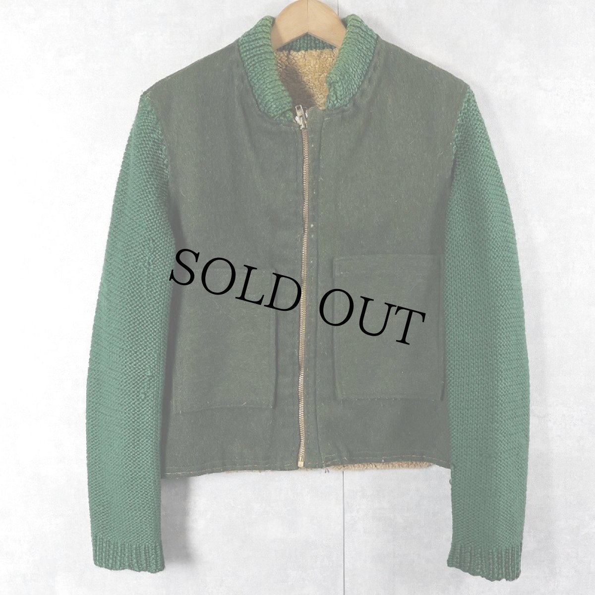 画像3: 70's〜 ニット切り替え ウールジップジャケット (3)