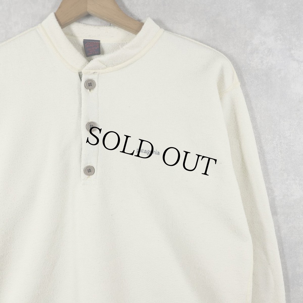 画像1: 80's Patagonia USA製 "capilene" ロゴ刺繡 ヘンリーネック フリースロンT M (1)