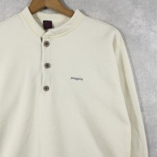 画像1: 80's Patagonia USA製 "capilene" ロゴ刺繡 ヘンリーネック フリースロンT M (1)