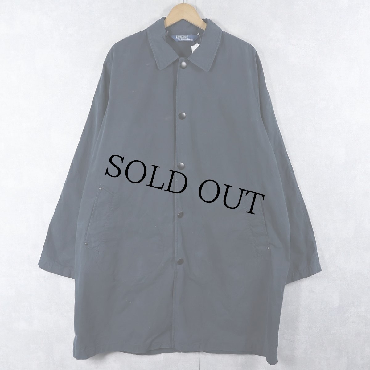画像2: POLO Ralph Lauren スナップボタン コットンステンカラーコート NAVY L (2)
