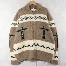 画像1: 90's Camp Kitschy Knits トーテムポール柄 カウチンニットジャケット (1)