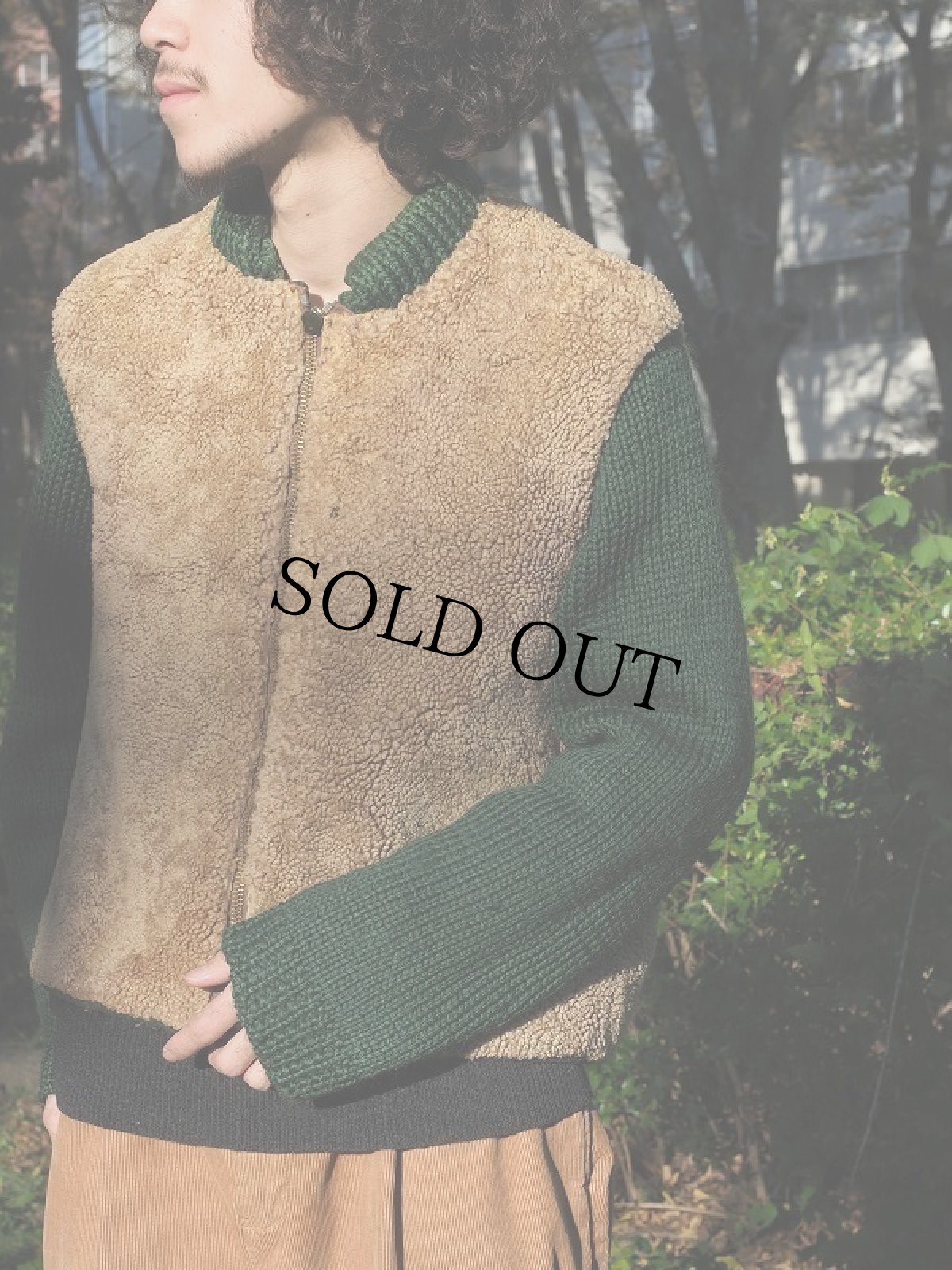 画像2: 70's〜 ニット切り替え ウールジップジャケット (2)