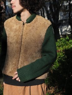 画像2: 70's〜 ニット切り替え ウールジップジャケット (2)