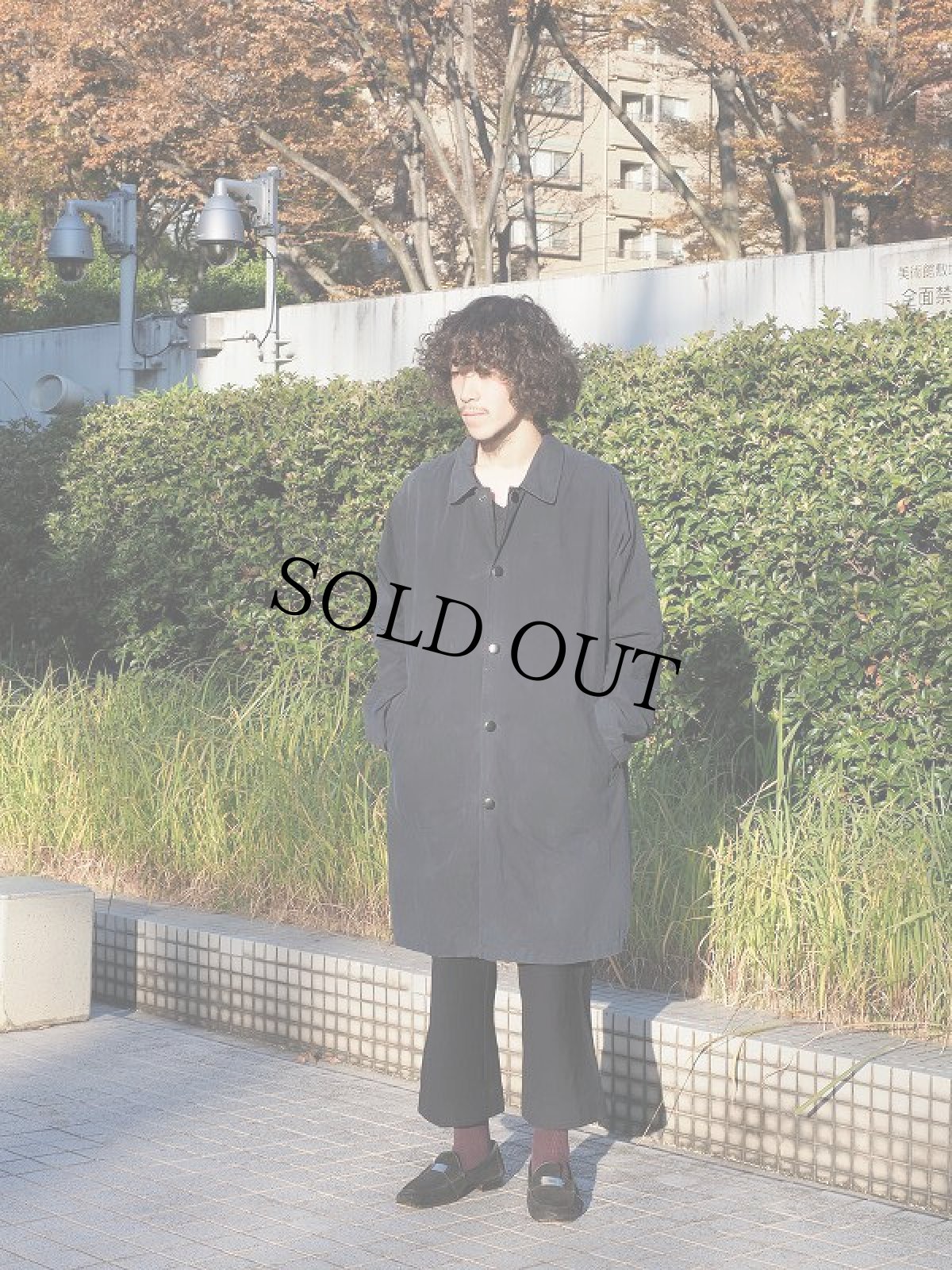 画像1: POLO Ralph Lauren スナップボタン コットンステンカラーコート NAVY L (1)