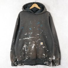 画像1: Carhartt ペンキペイント スウェットフーディー L (1)