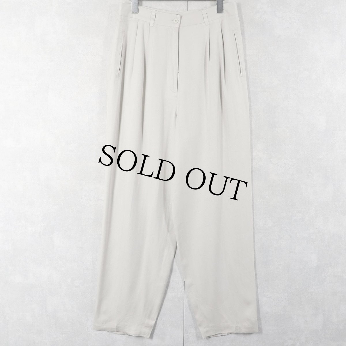 画像1: MORGAN TAYLOR STUDIO ヘリンボーン織り 2タック シルクスラックス W29 (1)