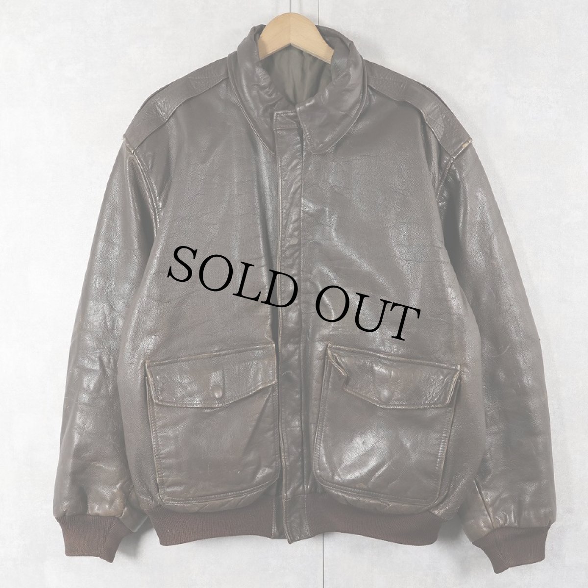 画像1: 70〜80's A-2 TYPE レザーフライトジャケット BROWN (1)