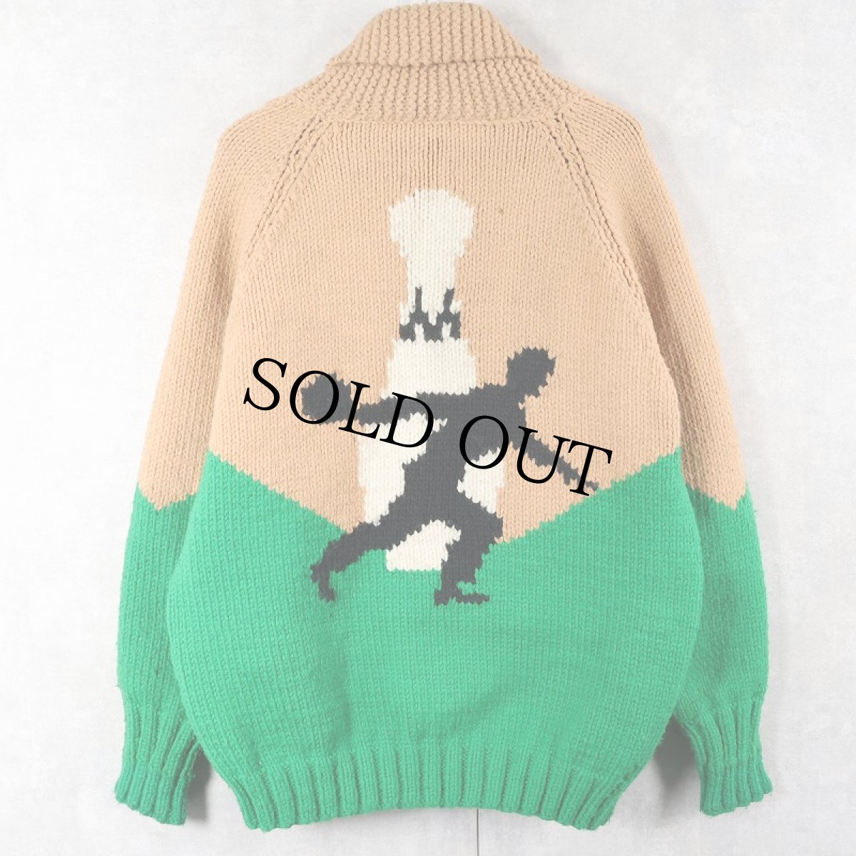 画像1: 60's ボーリング柄 カウチンニットジャケット (1)