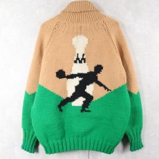 画像1: 60's ボーリング柄 カウチンニットジャケット (1)