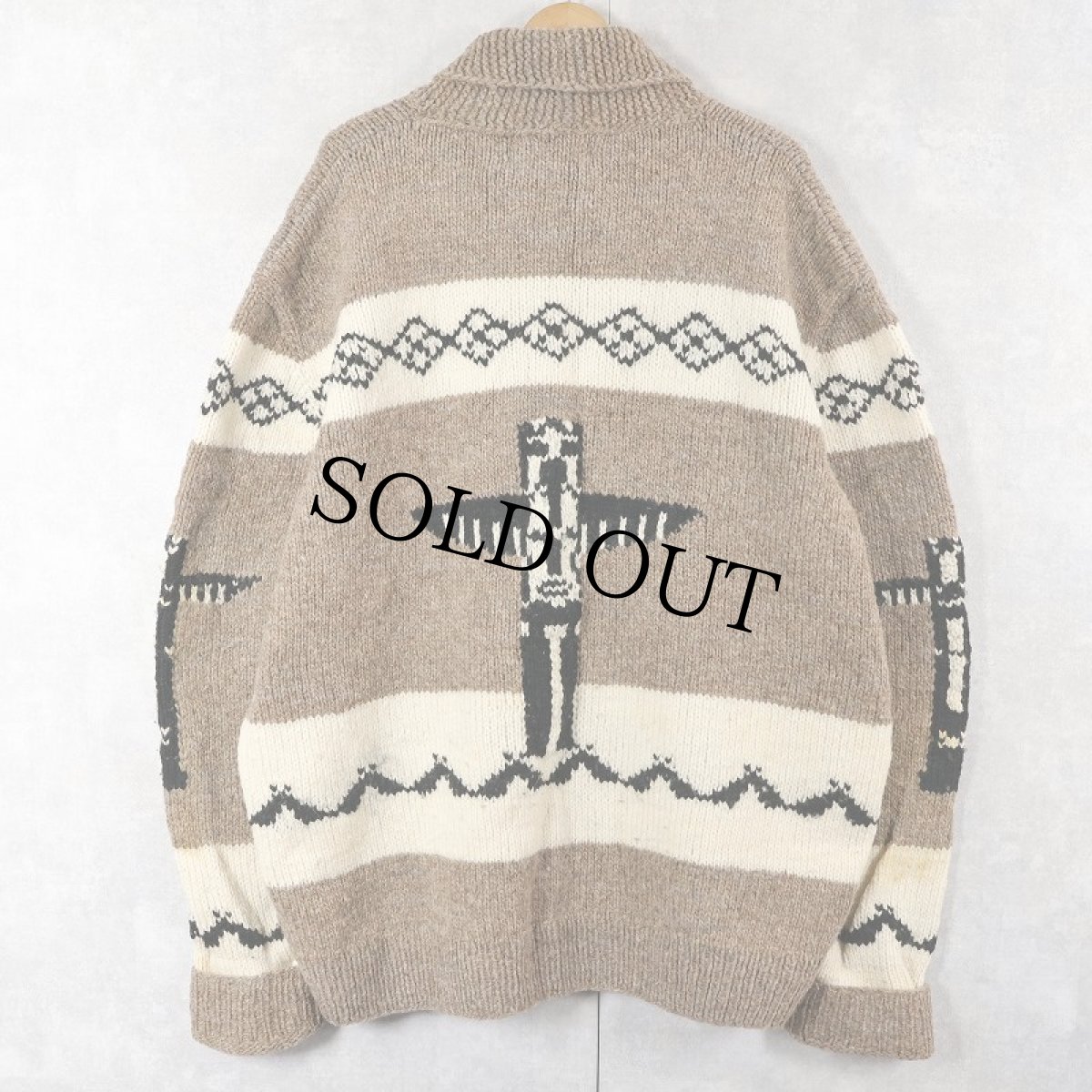 画像2: 90's Camp Kitschy Knits トーテムポール柄 カウチンニットジャケット (2)