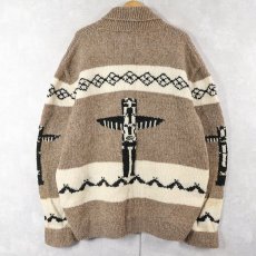 画像2: 90's Camp Kitschy Knits トーテムポール柄 カウチンニットジャケット (2)