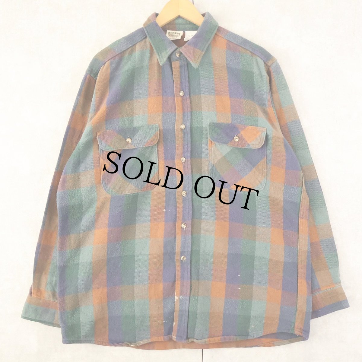 画像1: 90's FIVE BROTHER ブロックチェック柄 ヘビーネルシャツ XL (1)